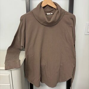 Tentree light Brown cowl neck top. Loose fit. Size large. Waffle weave texture